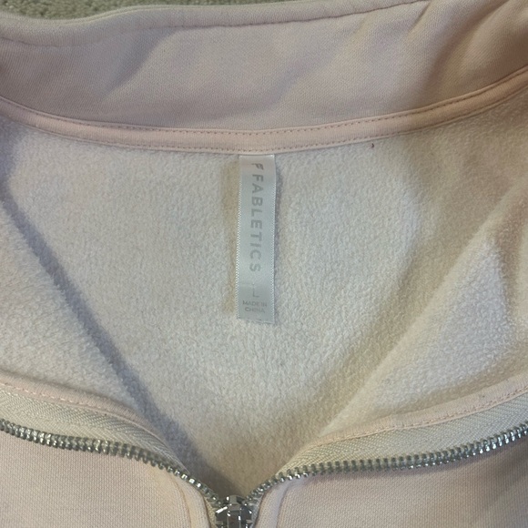 Fabletics 1/4 Zip Fleece Sweatshirt Women's L Small Pink Smudge Pockets - Picture 3 of 6